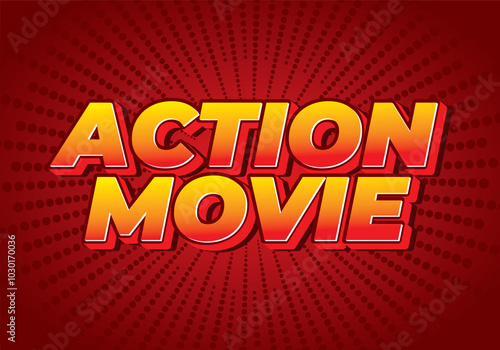 Action movie. Text effect in 3D look with modern colors