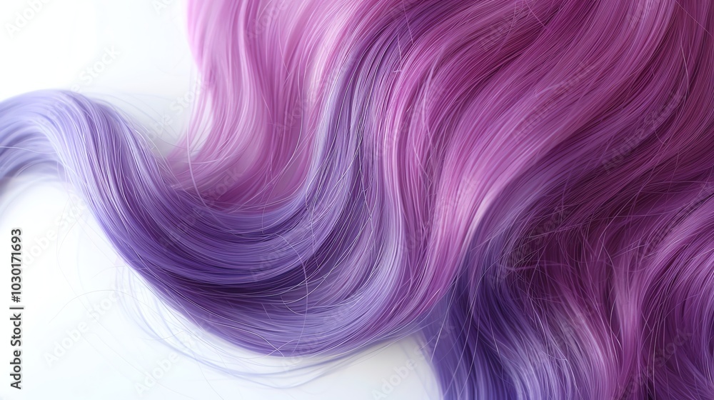 Obraz premium Close up of wavy hair with purple and pink highlights.