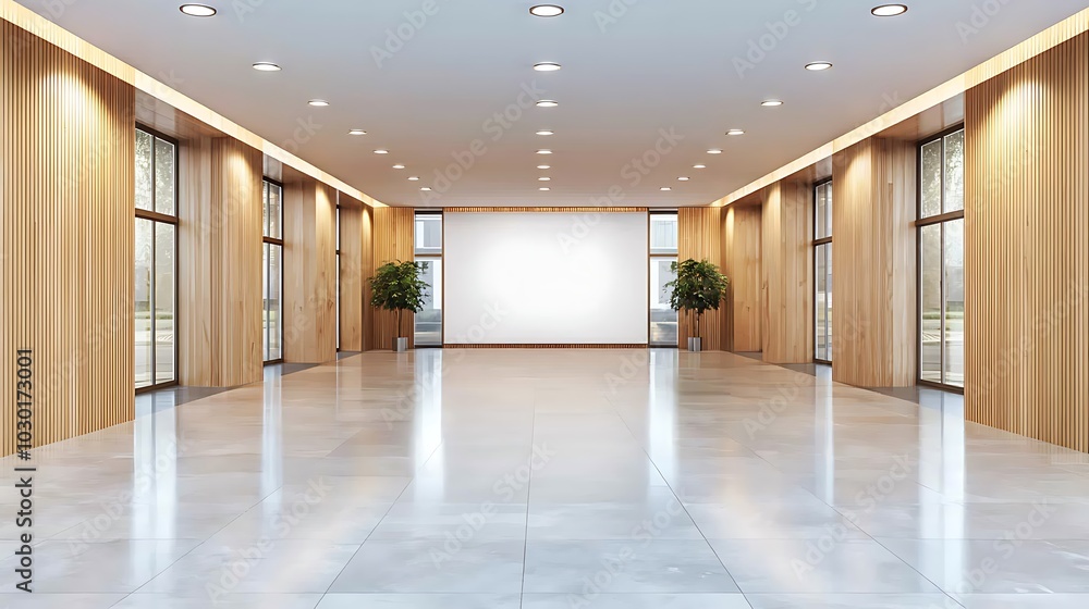Obraz premium Modern conference room with wooden accents and bright lighting for productive meetings and events
