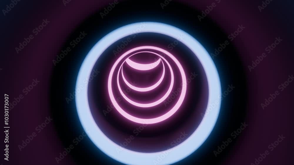 Neon looping tunnel background, futuristic and dynamic, 3d render