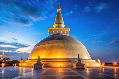 Minimalist stupa Jetavanaramaya illuminated at night photo