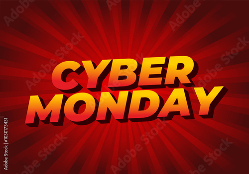 Cyber monday. Text effect in 3D and bold fonts for digital ads