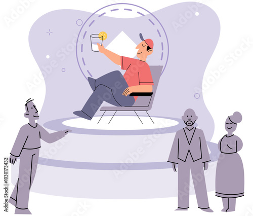 Introvert vector illustration. Anxiety and fear can arise when introverts are pushed outside their comfort zone Ignoring social situations temporarily can be self care practice for introverts