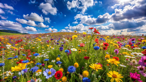 field of flowers. field, poppy, flower, nature, meadow, landscape, sky, poppies, summer, spring, red, flowers, blue, grass, countryside, agriculture, clouds, plant, rural, bloom, blossom, beauty, beau