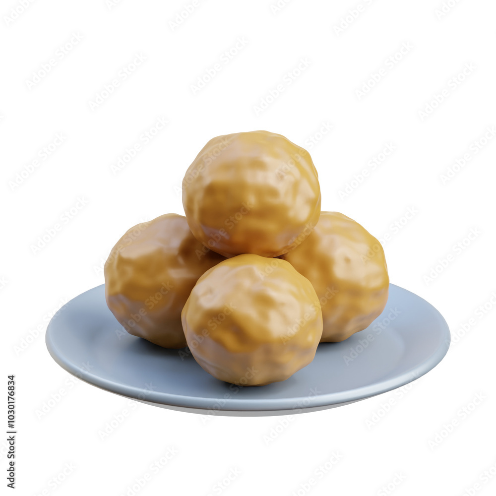 3D Dutch Bitterballen on Plate Visualization 3D Dutch Bitterballen on Plate Visualization