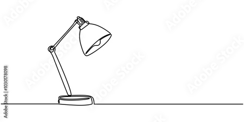 Room lamps Continuous line. One line drawing of a home furniture object to illustrate interior design. Line art object. A lampshade in a linear style with a light effect, Floor lamp. Icon