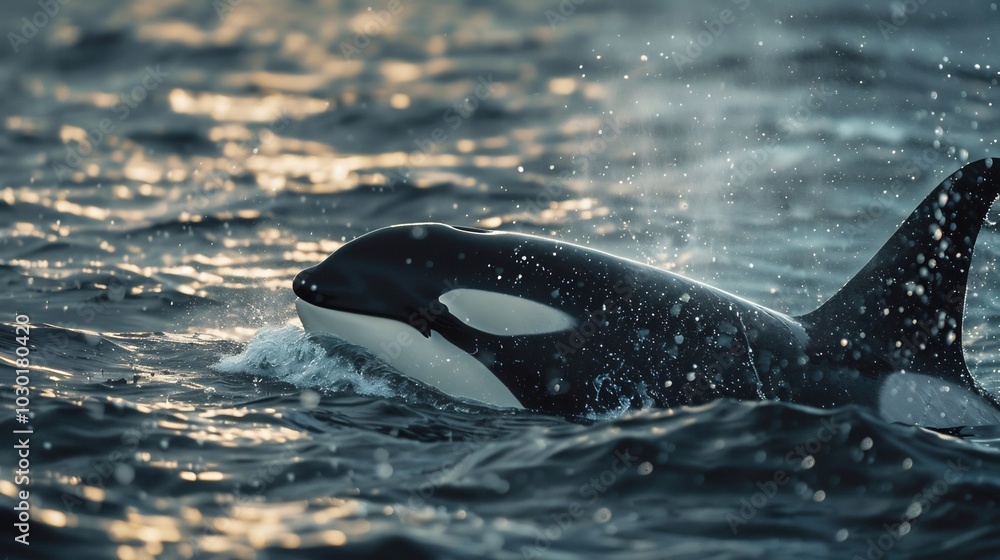 Fototapeta premium Orca Breaching Through the Surface