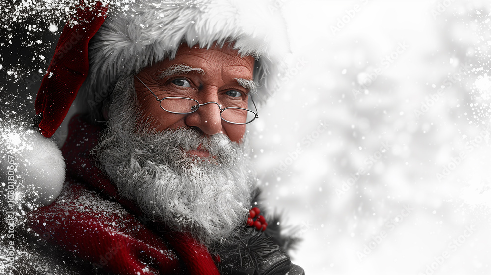Portrait of Santa Claus in the snow. Xmas. Happy New Year. Merry Christmas. Greeting card. Portrait of Santa Claus in the snow. Xmas. Happy New Year. Merry Christmas. Greeting card.