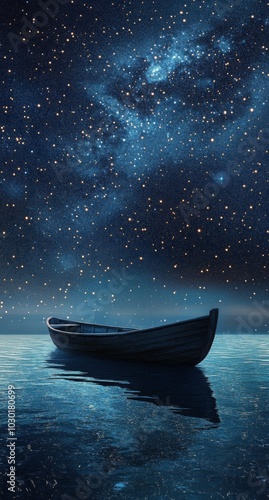 A girl gazes at a starry sky over a tranquil ocean at twilight