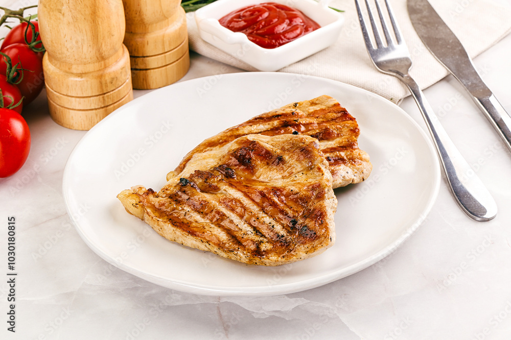 Grilled pork steak with sauce Grilled pork steak with sauce