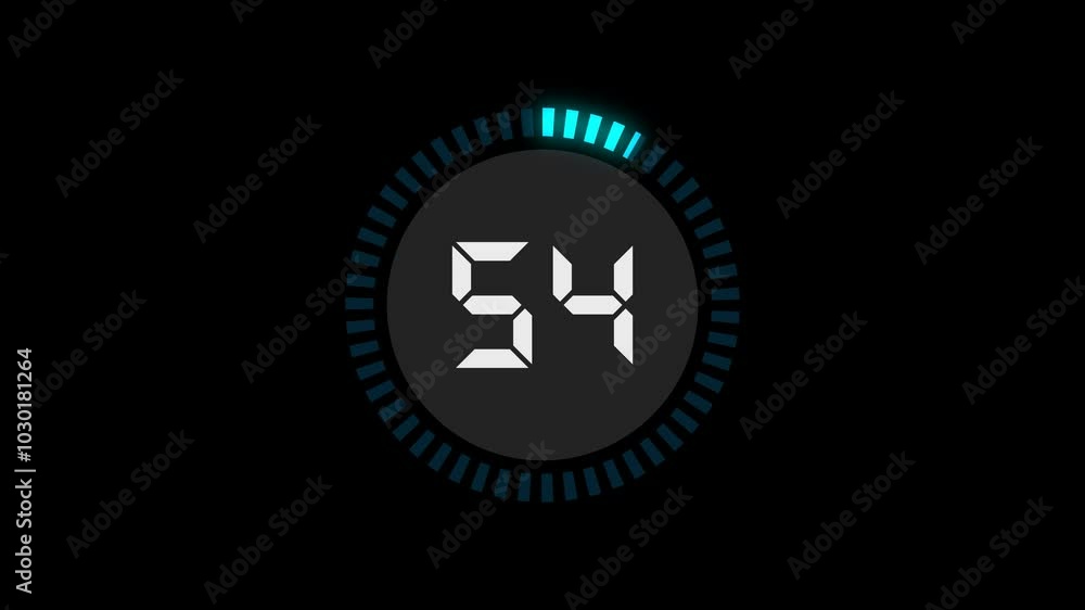 60 seconds Count Down Timer, on transparent background 60 seconds Count Down Timer, on transparent background