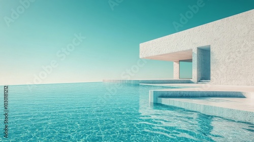 Tranquil indoor pool area with natural light and blue tiles creating a serene...