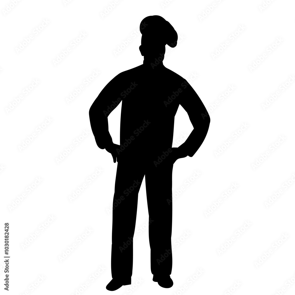 Fototapeta premium chef standing full length silhouettes vector