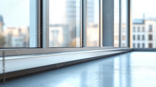 Modern window profiles displayed on a clean indoor sill, showcasing sleek design and materials, ideal for installation service promotion and home improvement projects.