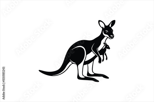  Cute kangaro vector art illustration