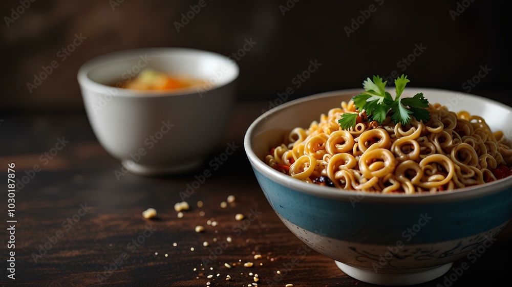 Instant noodles is a convenient and delicious food. Copy space image. Place for adding text or design. Instant noodles is a convenient and delicious food. Copy space image. Place for adding text or design.