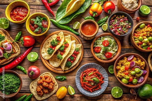 Vibrant Drone Photography of Mexican Culinary Delights: A Celebration of Colorful Dishes and Fresh Ingredients