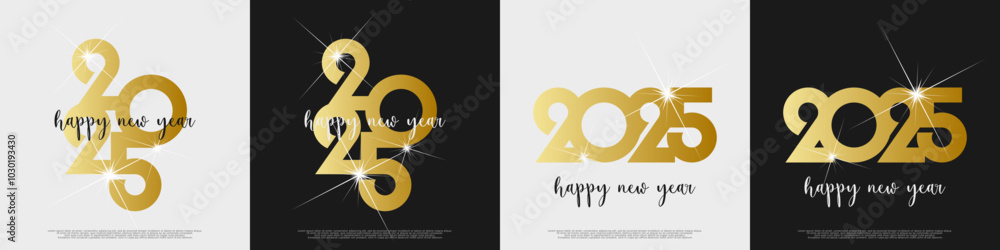Obraz premium Happy new year - best wishes 2025 with colorful number. Perfect vector for poster, banner, greeting and new year 2025 celebration. 