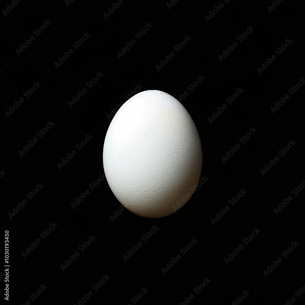 Minimalist Composition of a Single Egg on Black Background Minimalist Composition of a Single Egg on Black Background