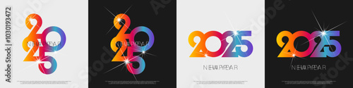 Happy new year - best wishes 2025 with colorful truncated number. Perfect vector for poster, banner, greeting and new year 2025 celebration.