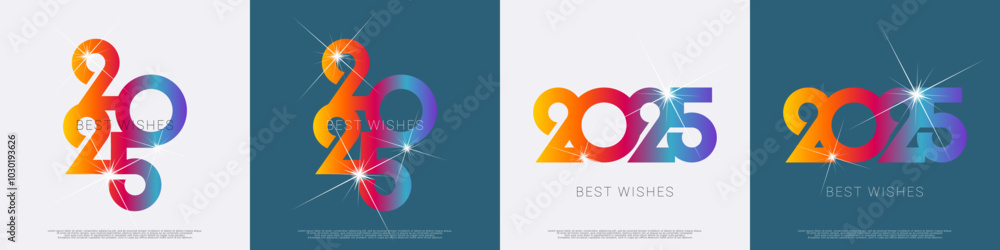 Obraz premium Happy new year - best wishes 2025 with colorful truncated number. Perfect vector for poster, banner, greeting and new year 2025 celebration.