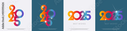 Happy new year - best wishes 2025 with colorful truncated number. Perfect vector for poster, banner, greeting and new year 2025 celebration.