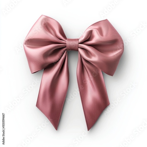 Ribbon with a pink bow on transparent background, suitable for decoration.