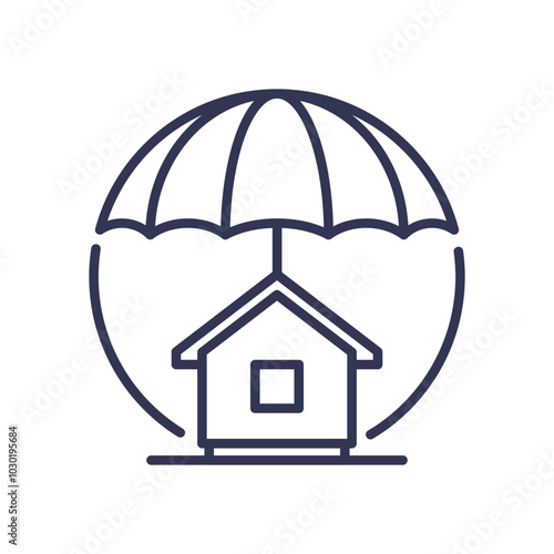 House under umbrella symbolizes protection and insurance coverage.