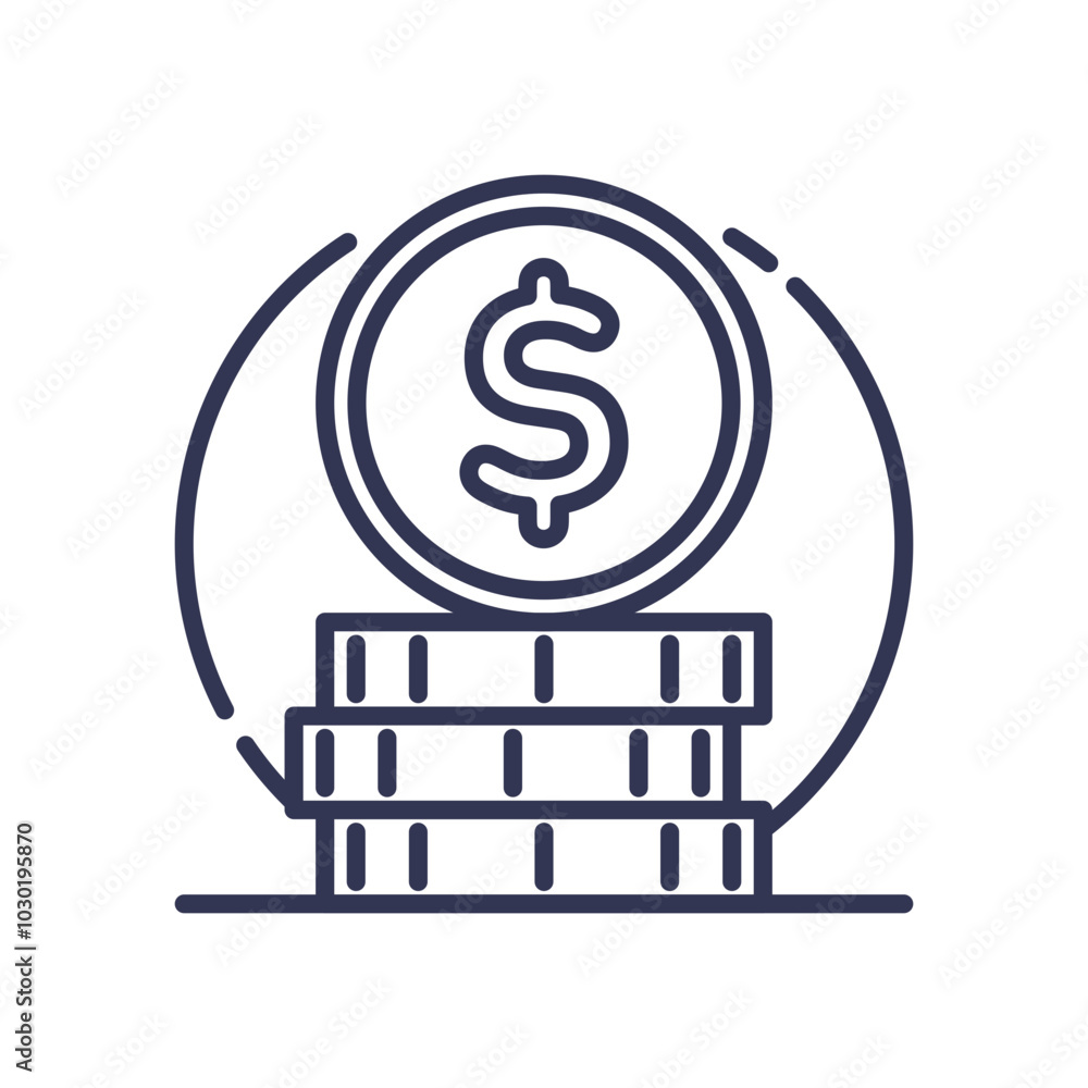 Stacked coins with a dollar sign symbolize wealth accumulation and financial growth. Stacked coins with a dollar sign symbolize wealth accumulation and financial growth.