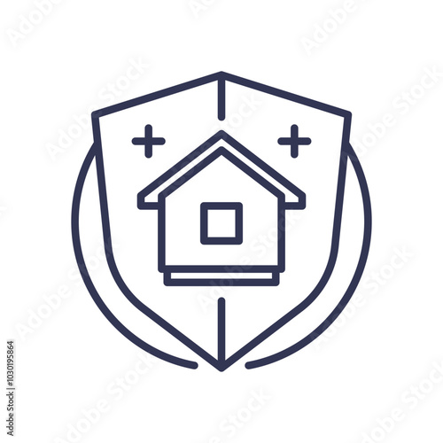 Shield with house icon symbolizes home protection and security.