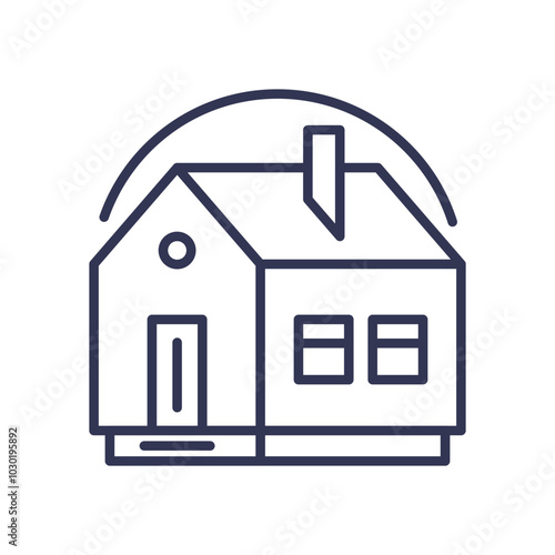 Minimalist line art of a single-family home symbolizing simplicity and comfort.