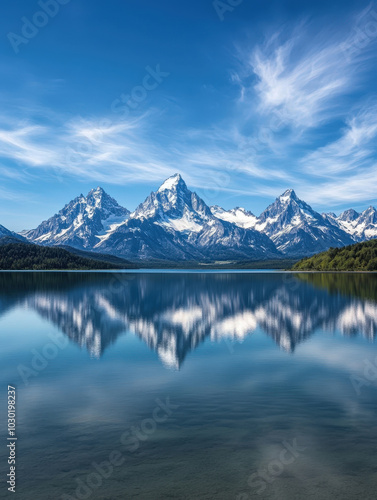 Wallpaper Mural Serene Calm Lake Reflection Under Blue Sky Torontodigital.ca