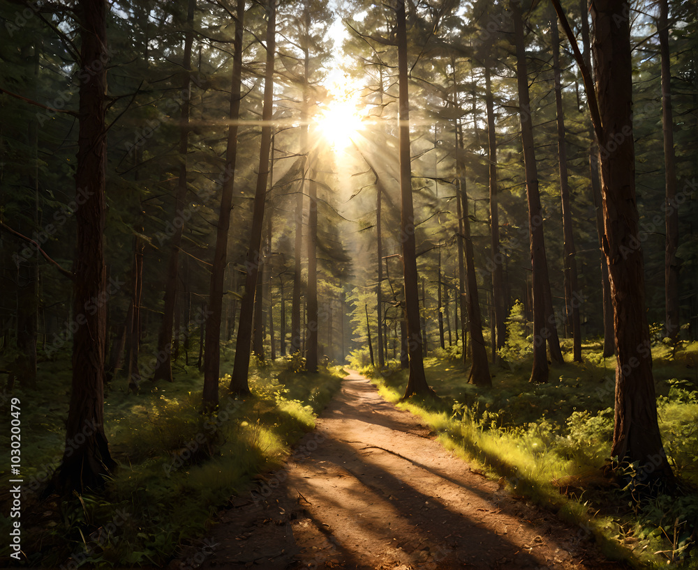 Obraz premium tranquil forest path