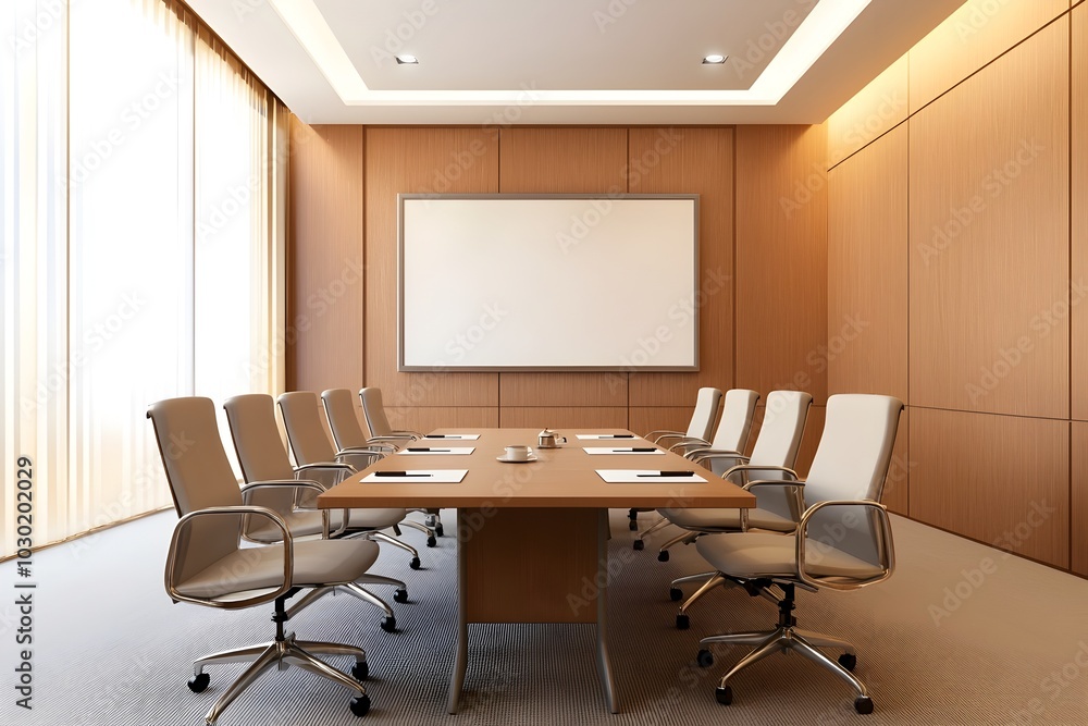 Modern Conference Room with Large Table and Chairs for Corporate Business Meetings and Presentations Modern Conference Room with Large Table and Chairs for Corporate Business Meetings and Presentations