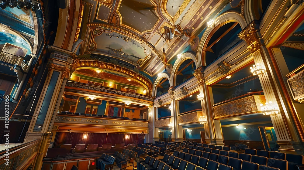 Obraz premium Historic theater with a stage and seats