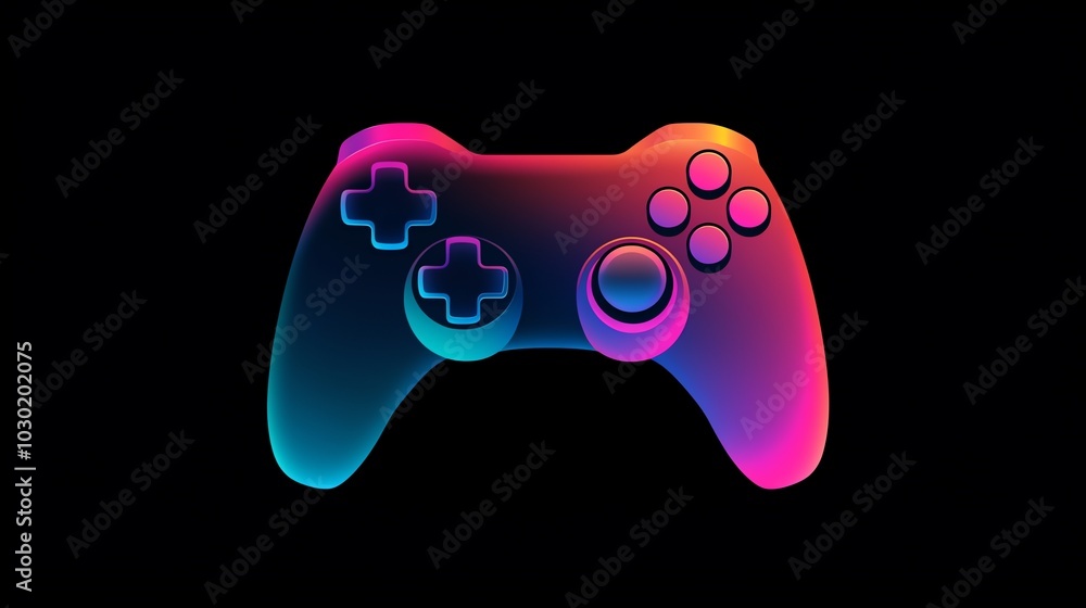 A neon outline of a game controller on a black background. A neon outline of a game controller on a black background.