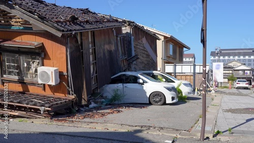 Houses destroyed by earthquake