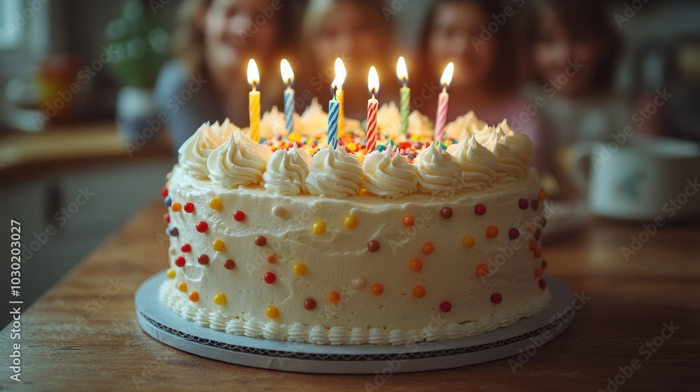 Happy Friends and a Colorful Cake to Celebrate a Joyful Birthday Happy Friends and a Colorful Cake to Celebrate a Joyful Birthday