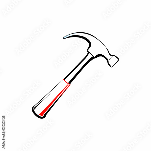 Illustration of a hammer with a red accent on a white background