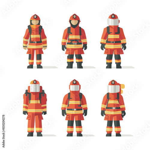 group of firefighters vector illustration