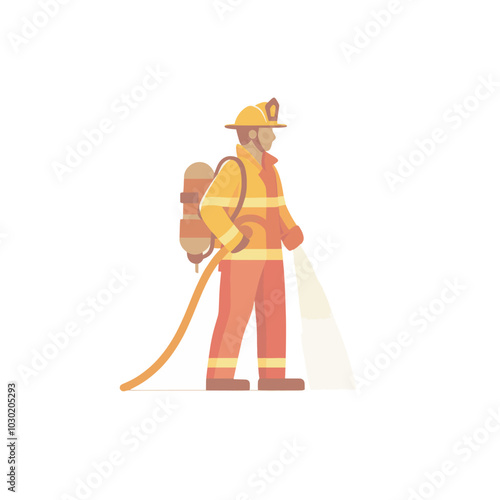 firefighters in action vector illustration