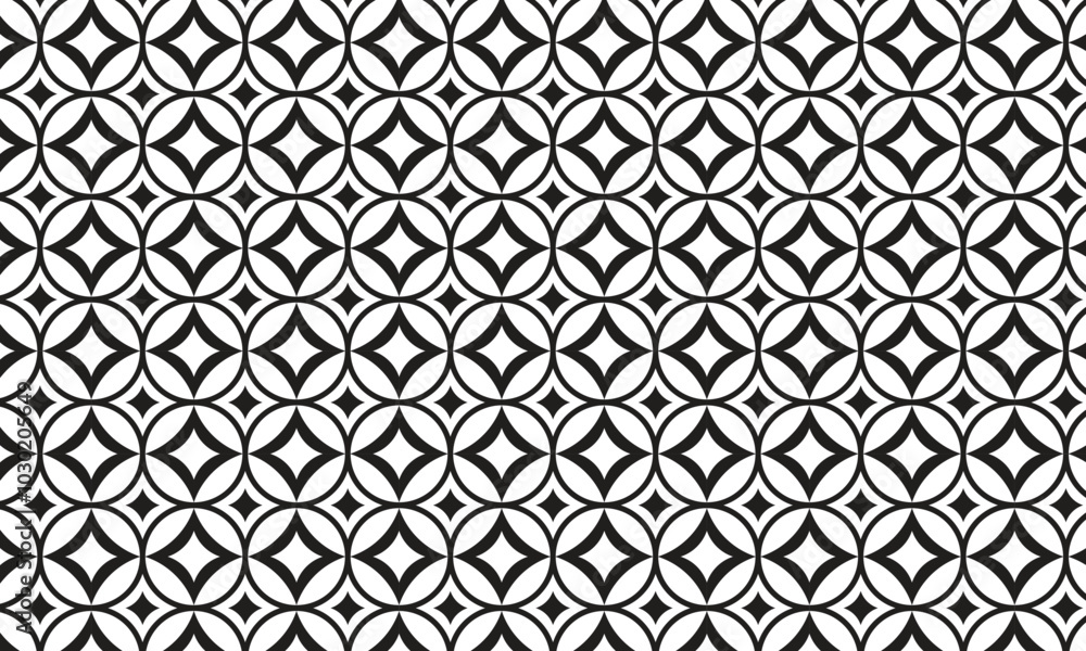 abstract simple geometric seamless black circle on star pattern can be used background. abstract simple geometric seamless black circle on star pattern can be used background.