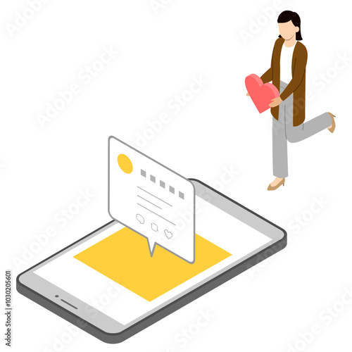 SNSでハートを送る女性