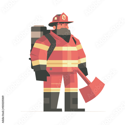 firefighters in action vector illustration