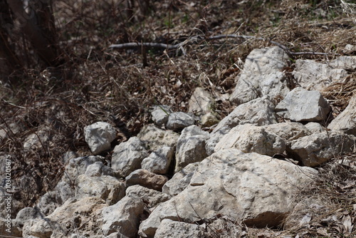 white rocks cascading down a slope