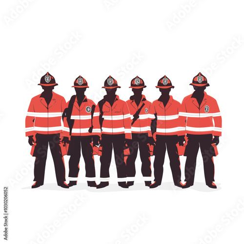 group of firefighters vector illustration