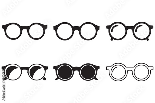 Glass icons vector art outline. Line art of glasses.