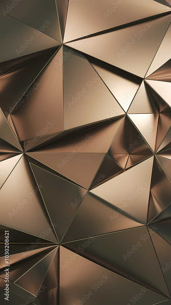 Abstract geometric pattern featuring metallic triangles in warm gold tones, creating a modern and dynamic texture. Abstract geometric pattern featuring metallic triangles in warm gold tones, creating a modern and dynamic texture.