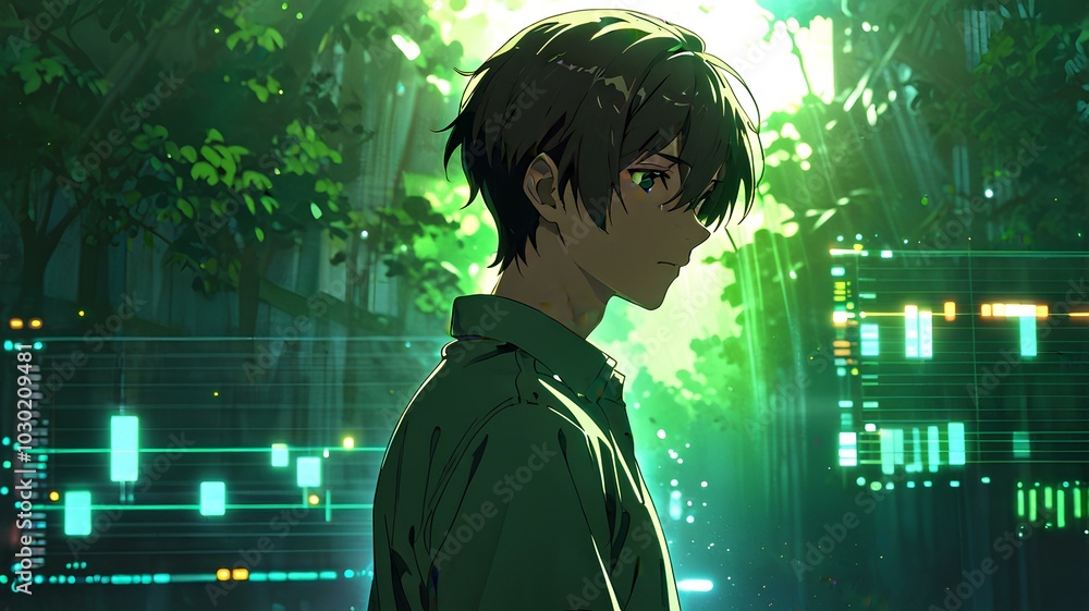 handsome japanese anime boy in green background, anime wallpaper. handsome japanese anime boy in green background, anime wallpaper.