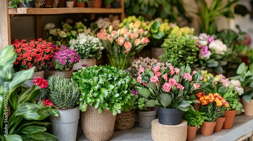 Wallpaper Mural PPP loans helping a local florist restock and redecorate the store to attract more customers Stock Photo with side copy space Torontodigital.ca